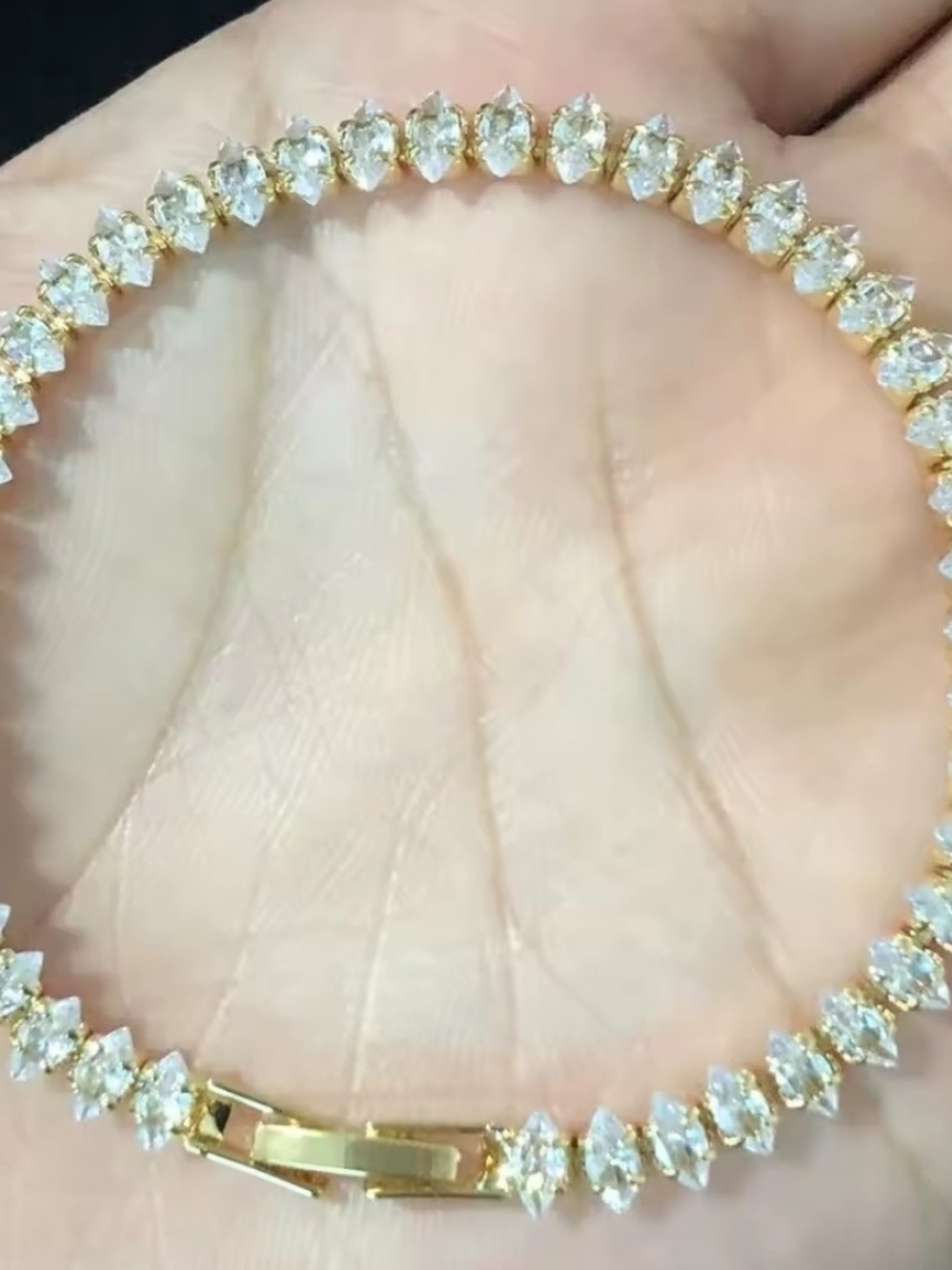 Gold Tone Crystal Tennis Bracelet - Women Jewelry - Picture 2 of 5